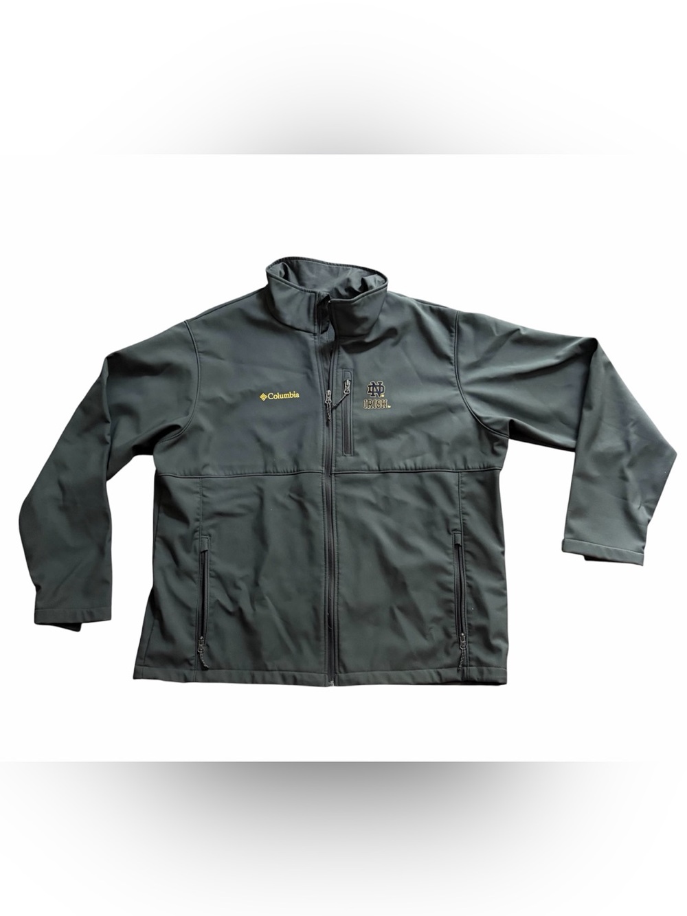 Columbia NOTRE DAME FIGHTING‎ IRISH Soft-shell Jacket Mens XXL Charcoal Gray
